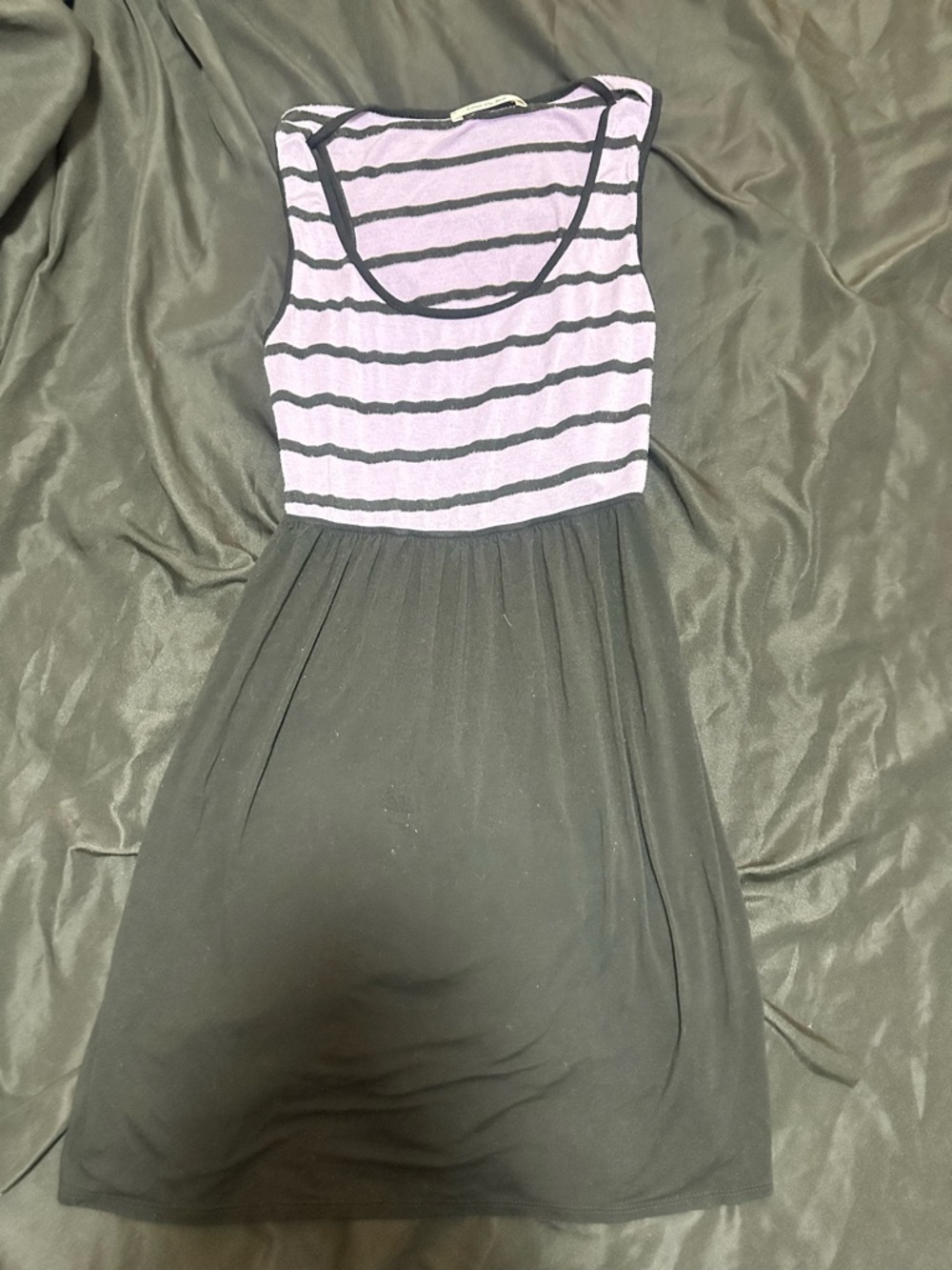 Striped Lilac and Black Sleeveless Dress